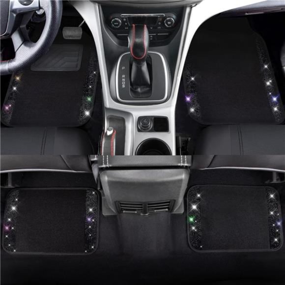 Bling Rhinestones Diamond Universal Waterproof Car Floor Mat, Crystal Sparkling - Picture 4 of 6